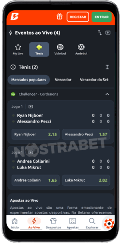 apostas ao vivo do aplicativo android betano
