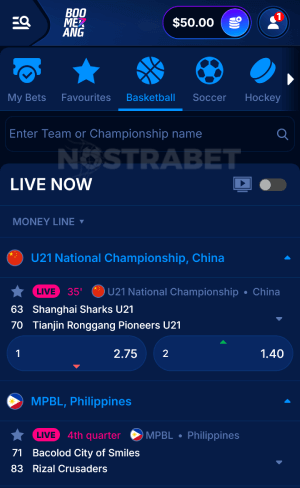 Boomerang Bet mobile live betting