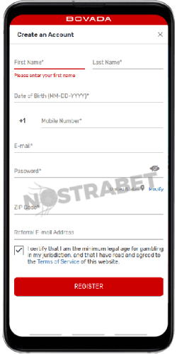 Bovada mobile registration