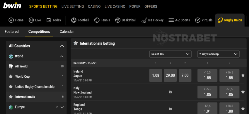 bwin autumn internationals betting