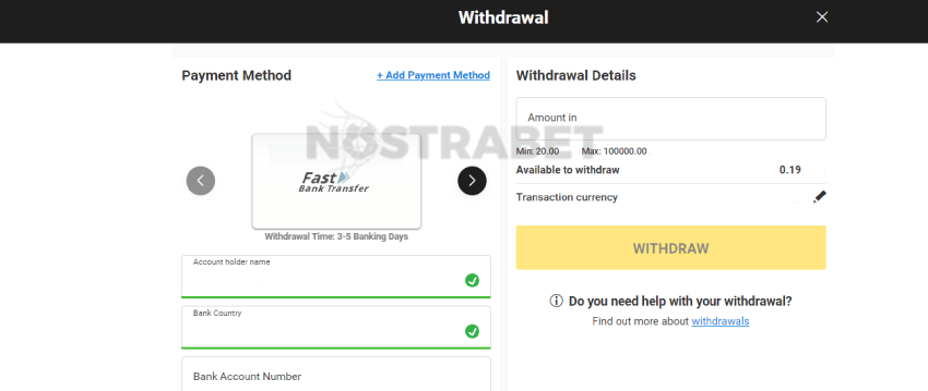 bwin withdrawal process