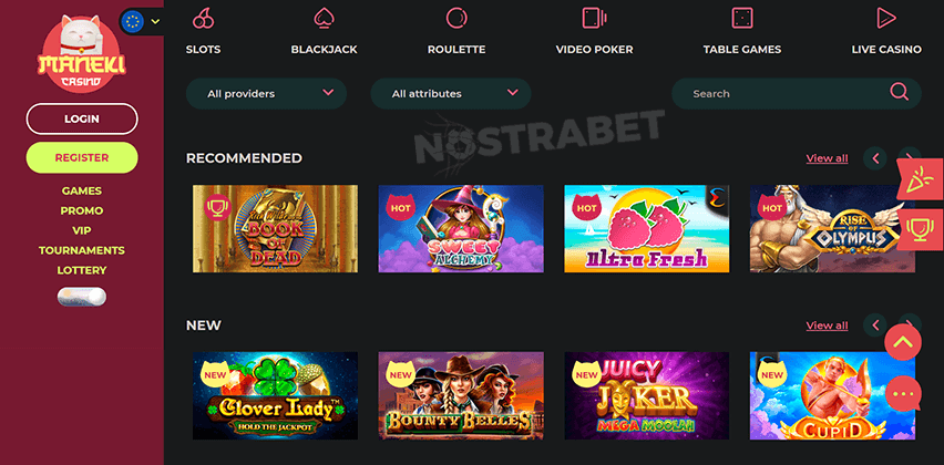 Maneki Casino Website Design