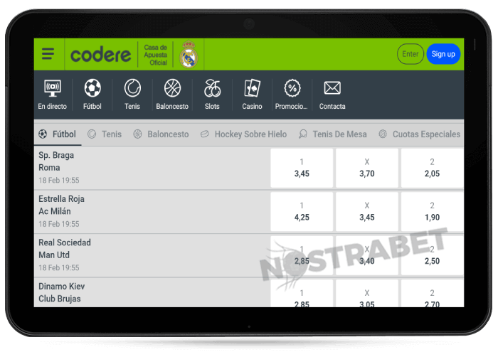 mobile website version of codere