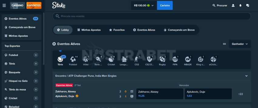 Página inicial de apostas esportivas Stake.com