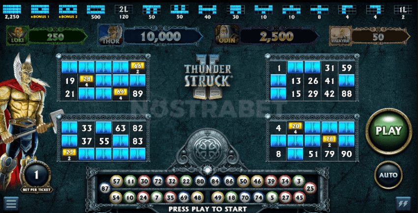 Thunderstruck II Video bingo game