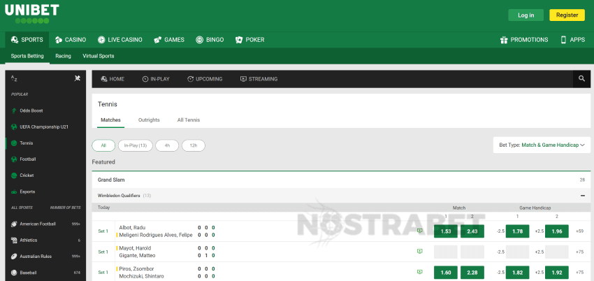 unibet tennis betting section
